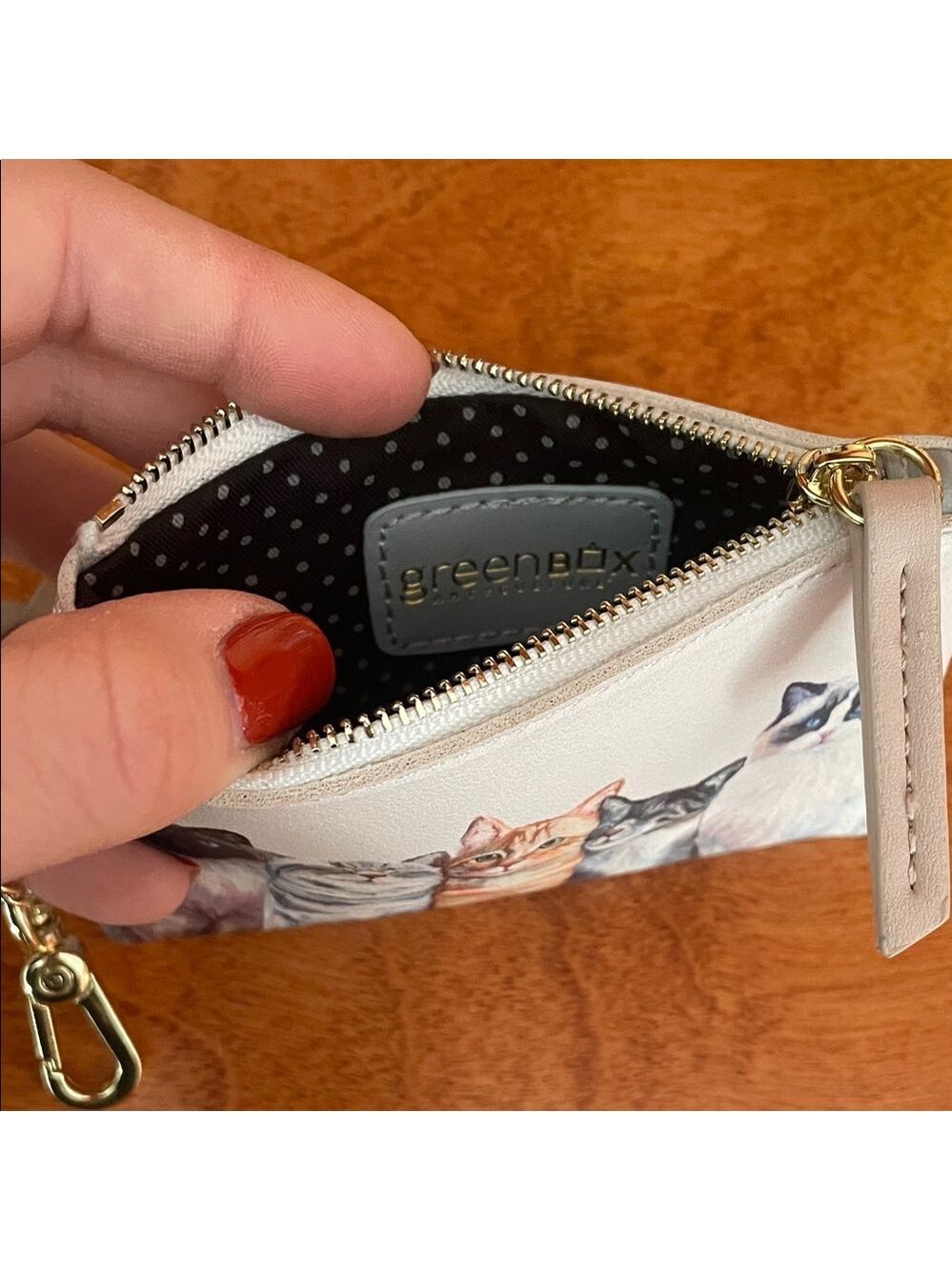 Chic Cat Print Wallet with Keychain - Picture 5 of 7